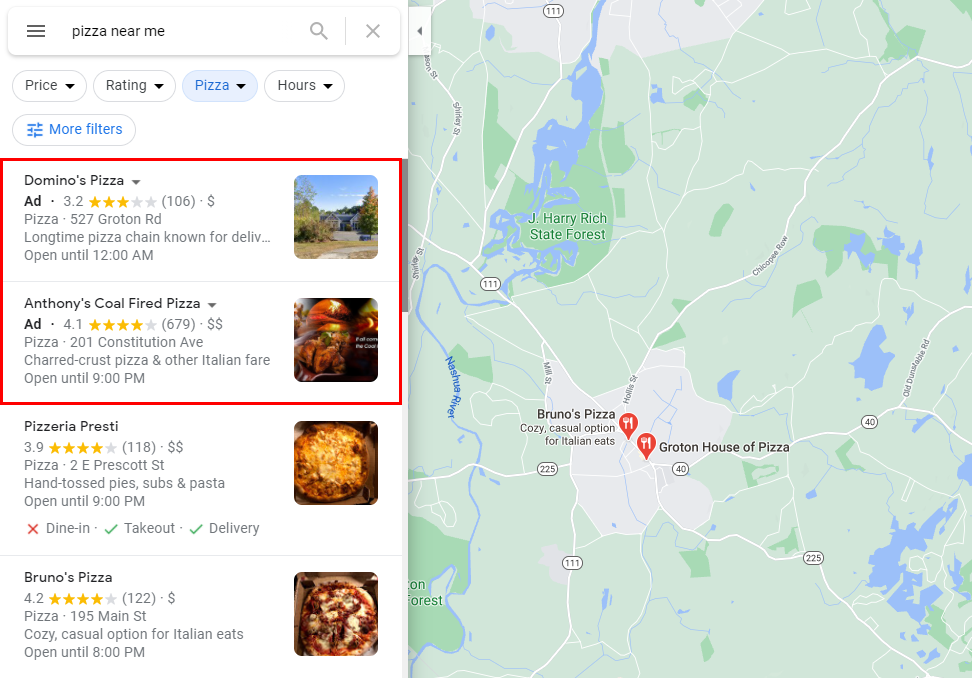 Demonstration of Google's local search ads