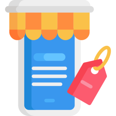 online shop with shopping experience badge